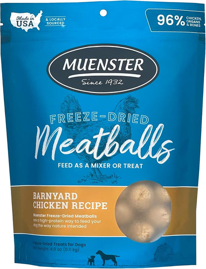 Muenster Adult Dry Dog Food - 22lb Bag Ancient Grain w/Ocean Fish & Freeze-Dried Meatballs Barnyard Chicken Recip
