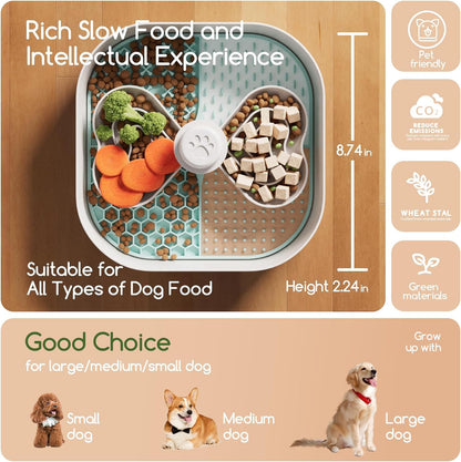 KILIN Slow Feeder Dog Bowls with Lick Mat, Plant-Based Slow Eating Dog Bowl for Dry, Wet, Raw Food, Interactive Food Puzzle for Small, Medium, Large Breed