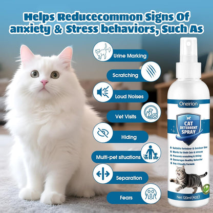 Cat Deterrent Spray - Indoor & Outdoor Cat Repellent, Stops Cats from Scratching Furniture, Carpets, Sofas, Curtains and Urine Marking - Effective Anti-Scratch Training Aid