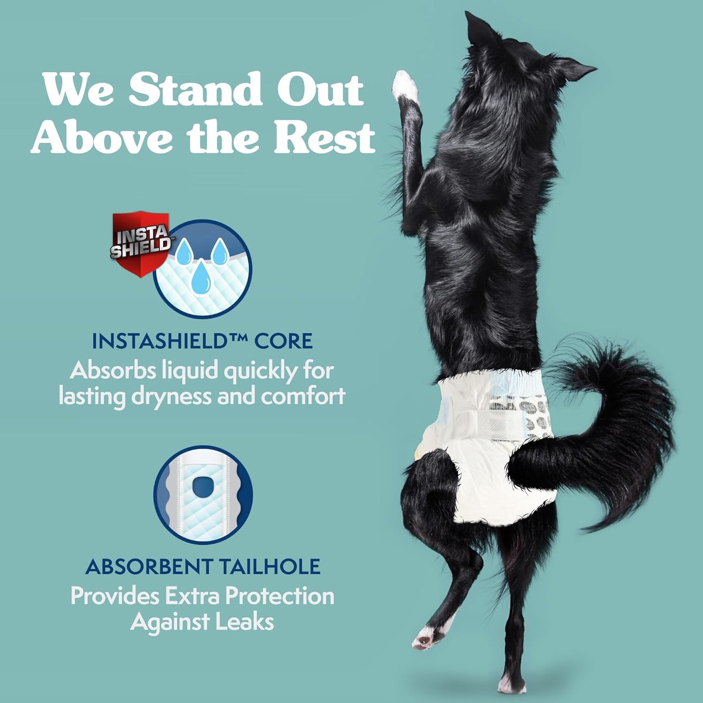 Simple Solution Disposable Dog Diapers, Female Dog Diapers, Puppy Potty Training, Incontinence and Heat Cycle Protection, Large Diapers for Dogs, 18-27 Inch Waist, 30 Count