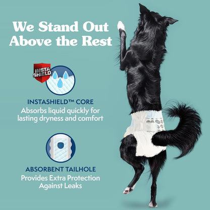 Simple Solution Disposable Dog Diapers, Female Dog Diapers, Puppy Potty Training, Incontinence and Heat Cycle Protection, Large Diapers for Dogs, 18-27 Inch Waist, 30 Count