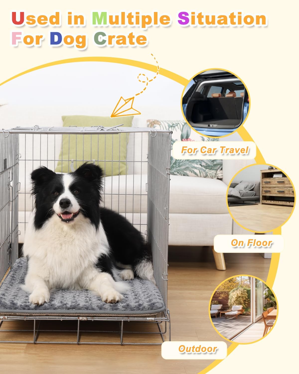 Dog Bed for Crate High Resilience Foam Crate Pad Mat for Medium Large Dogs Washable Anti-Slip,35" x 22",Dark Gray