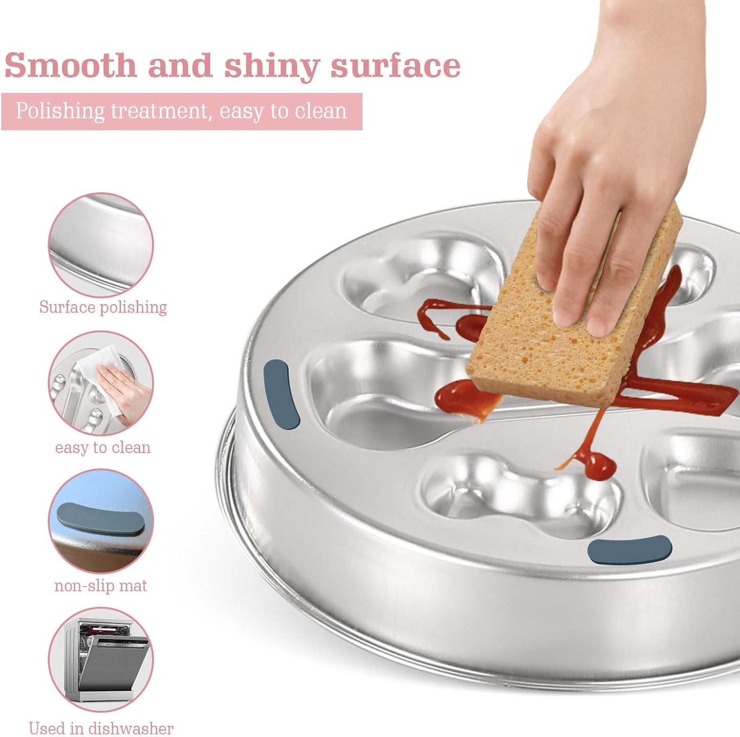 Stainless Steel Slow Feeder Dog Bowls – Non-Slip Metal Dog Bowl for Large & Medium Breeds, Puppy Puzzle Feeder – 2 Cup Capacity for Small to Big Pets – Durable Slow Feed Dog & Cat Food Dish with Mat