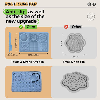 Dog Lick Mat for Anxiety Relief, Slow Feeder Alternative, Pet Enrichment Treat Mat, Boredom Buster, Durable Food-Grade Silicone, Dishwasher & Freezer Safe (Blue, Rectangle)