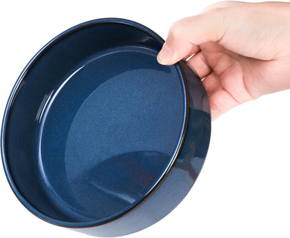 SOUJOY Ceramic Dog Cat Bowls Set with Stand, Non-Slip Elevated Small Dog Bowls, 2 Cups Slow Feeder Bowl Set, Dual Food and Water Bowls for Small Sized Dog, Puppy, Cat (6.1 in/17 oz)