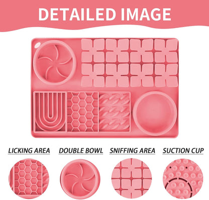 Lick Mat for Dogs with Suction Cups,Silicone Dog Lick Mat,Slow Feeder Bowl,Dog Puzzle Toy,Interactive Sniff Mat for Bored Puppies,Snuffle Mat for Pet Smell Training and Slow Eating