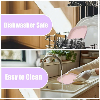 5pcs Whisker Fatigue Cat Bowl - 5.5 Inch Shallow Cat Food Dish Wide Cats Wet Feeding Bowls, PET Plate for Kittens and Short Legged Cats, Wheat Straw