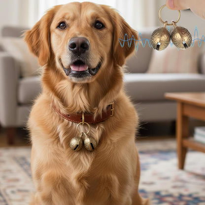 Copper Bell for Dog Collar, 2 PCS Large Brass Dog Bells Collars Extra Loud Collar Bell for Pet Tracking Anti Lost Training Pets Pendant Accessories Anti Theft Bells for Medium Large Dogs & Cats
