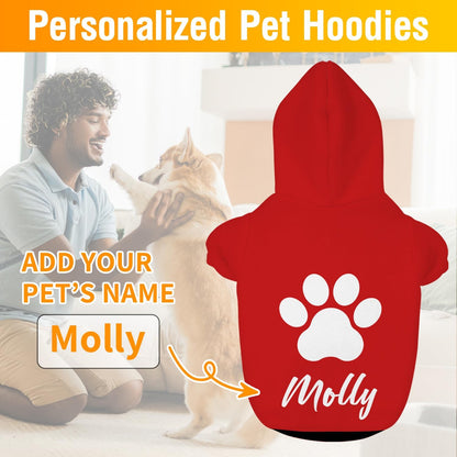 Custom Dog Hoodie, Personalized Dog Sweatshirts with Pet Face Name Photo for Small Medium Large Dogs Cat Puppy Pitbull Clothes Sweater Outfits Custume