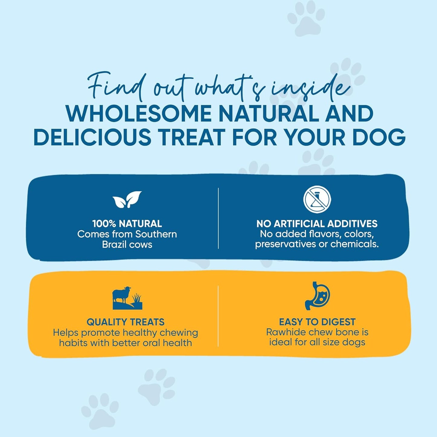 123 Treats | Dog Rawhide Bones Chews 3-4" (50 Count) Premium Rawhide Dog Bones | Free Range Grass Fed Cattle with No Hormones, Additives or Chemicals