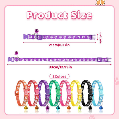 Giantree Puppy Collar with Bell, Puppy Whelping Collars, 8-Pack Basic & Reflective Cat Collars with Bells Colourful Adjustable Dog Collar for Small Pet Female Dogs Tiny Kitten Girls Animal