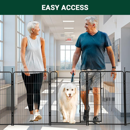 Dog Playpen Indoor/Outdoor,16 Panels 40”H X 32" W, Heavy-Duty Iron Dog Playpen,Durable, Rust-Resistant Pet Fence with Doors,Low Threshold, Double Gravity Lock