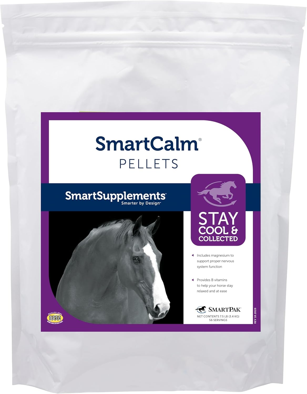 SmartCalm Pellets Horse Calming Supplement | No Added Sugar or Herbs | Equine Supplement | 56 Servings | 7.5 lb Bag