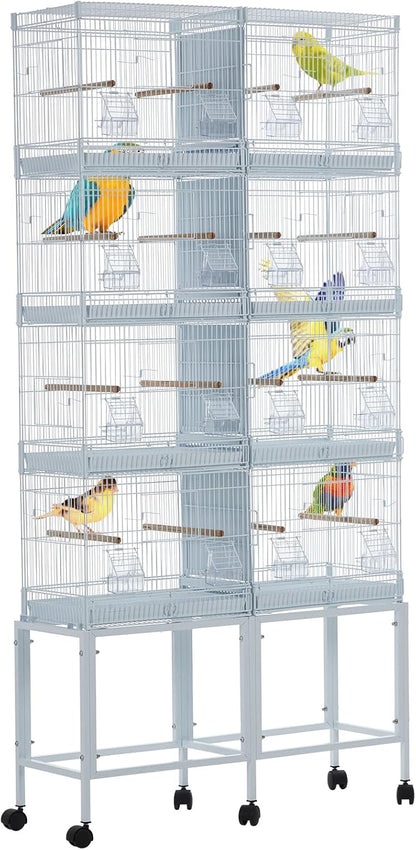 Garvee Bird Cage, 69''H LOT-4 Stackable Breeding Bird Cage, Divided Finch Breeder Cage w/IndividualRemoveble Tray, Application for Conure,Macaw,Budgie,Cockatiel,Lovebirds,Parakeet