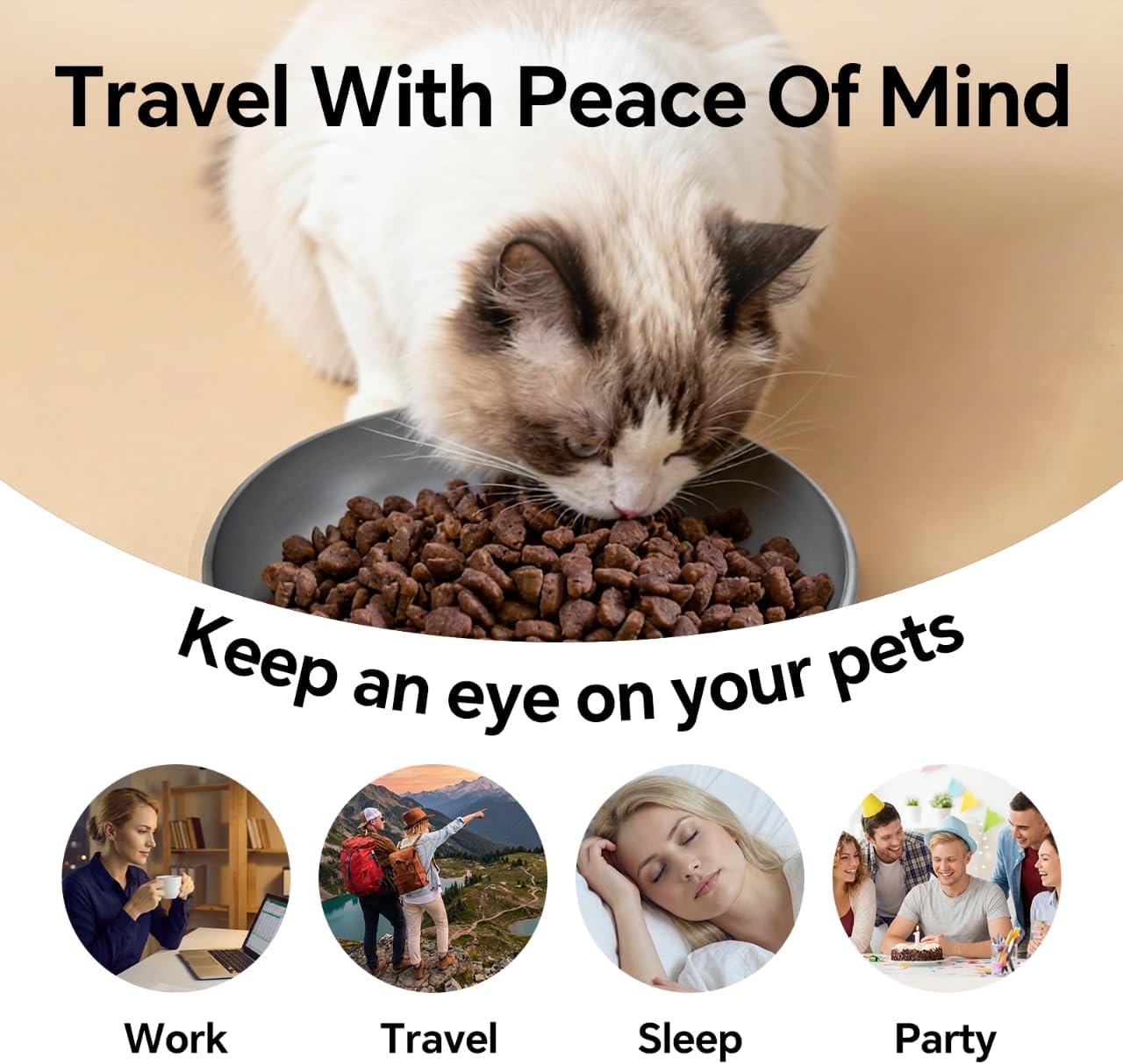 Automatic Cat Feeder with Camera, HD 3K Video with Night Vision, 5G/2.4G WiFi with 2-Way Audio, Auto Feeding Schedule, Detachable Washable Parts, Black