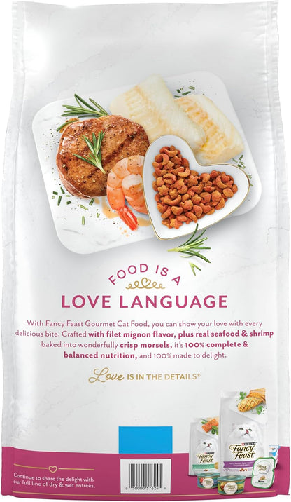 Fancy Feast Purina Filet Mignon Flavor with Real Seafood & Shrimp Dry Cat Food, 12 LB, Pack-2