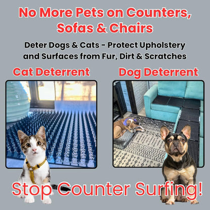 Scat Mats for Dogs & Cats - 10 Pack | Pet Repellent Mats | Keep Dogs Off Couch & Furniture | Keep Off Countertops | Scat Mat for Cats | Deterrent for Pets