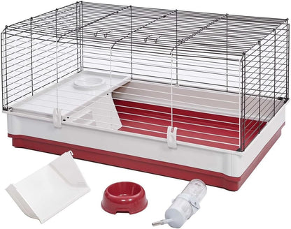 MidWest Homes for Pets 158 Wabbitat Deluxe Rabbit Home, Rabbit Cage, 39.5 L x 23.75 W x 19.75 H Inch, Maroon/White