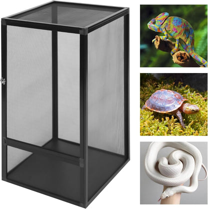 45 Gallon Reptile Terrarium Enclosure - 18"x18"x32" Habitat Pet Feeding Net Box with Escape-Proof Lock, 360°Panoramic, Top Ventilation for Chameleon/Lizard/Gecko/Snake/Spider