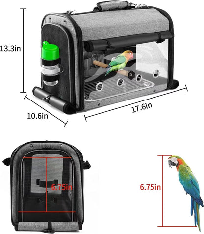 SUERTREE Bird Carrier Bag With Stand, Lightweight Backpack for Parrot, Portable Travel Cage, Pet Transparent Breathable Carrier