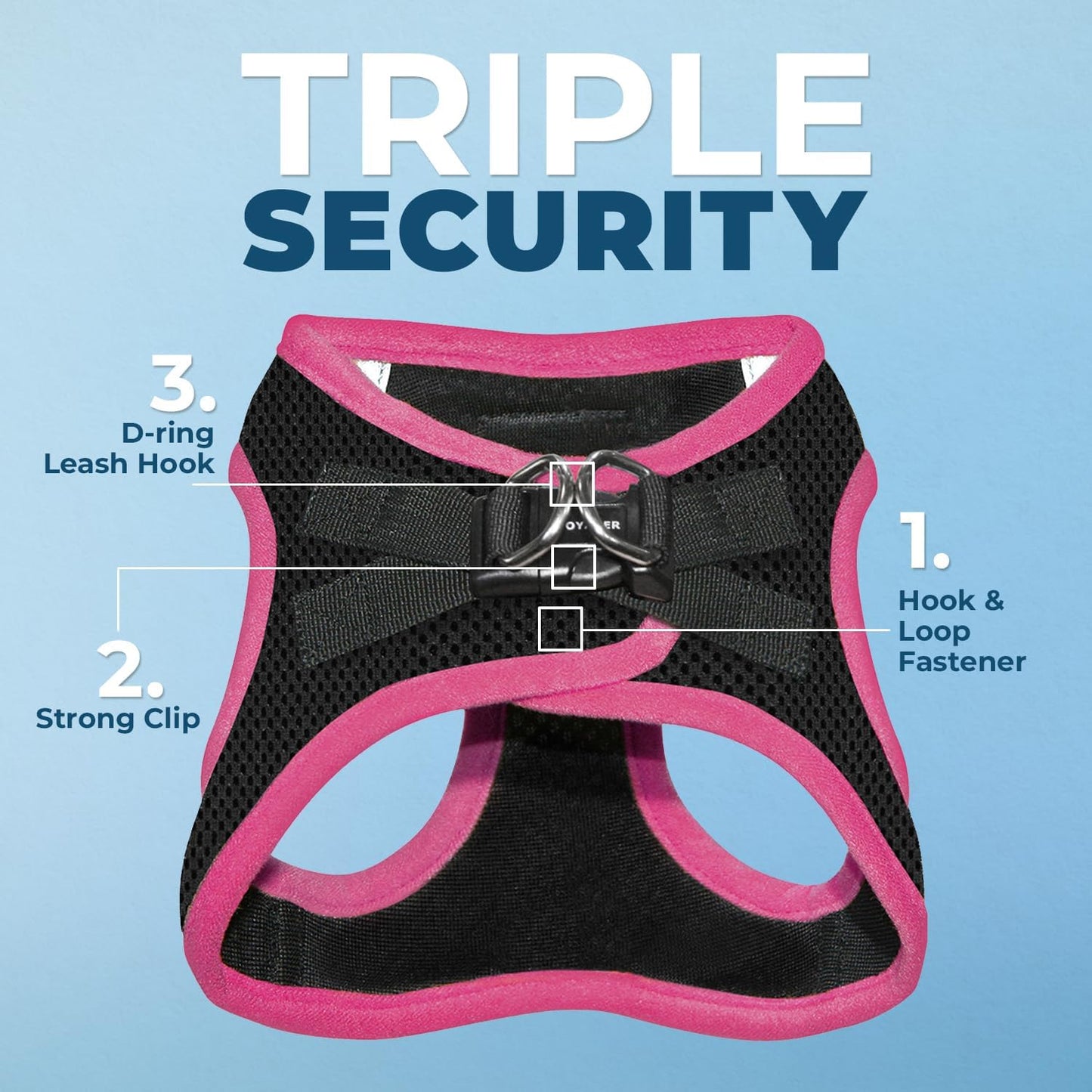 Best Pet Supplies Voyager Step-in Air All Weather Mesh Harness and Reflective Dog 5 ft Leash Combo with Neoprene Handle, for Small, Medium and Large Breed Puppies - Black/Pink Trim, X-Large