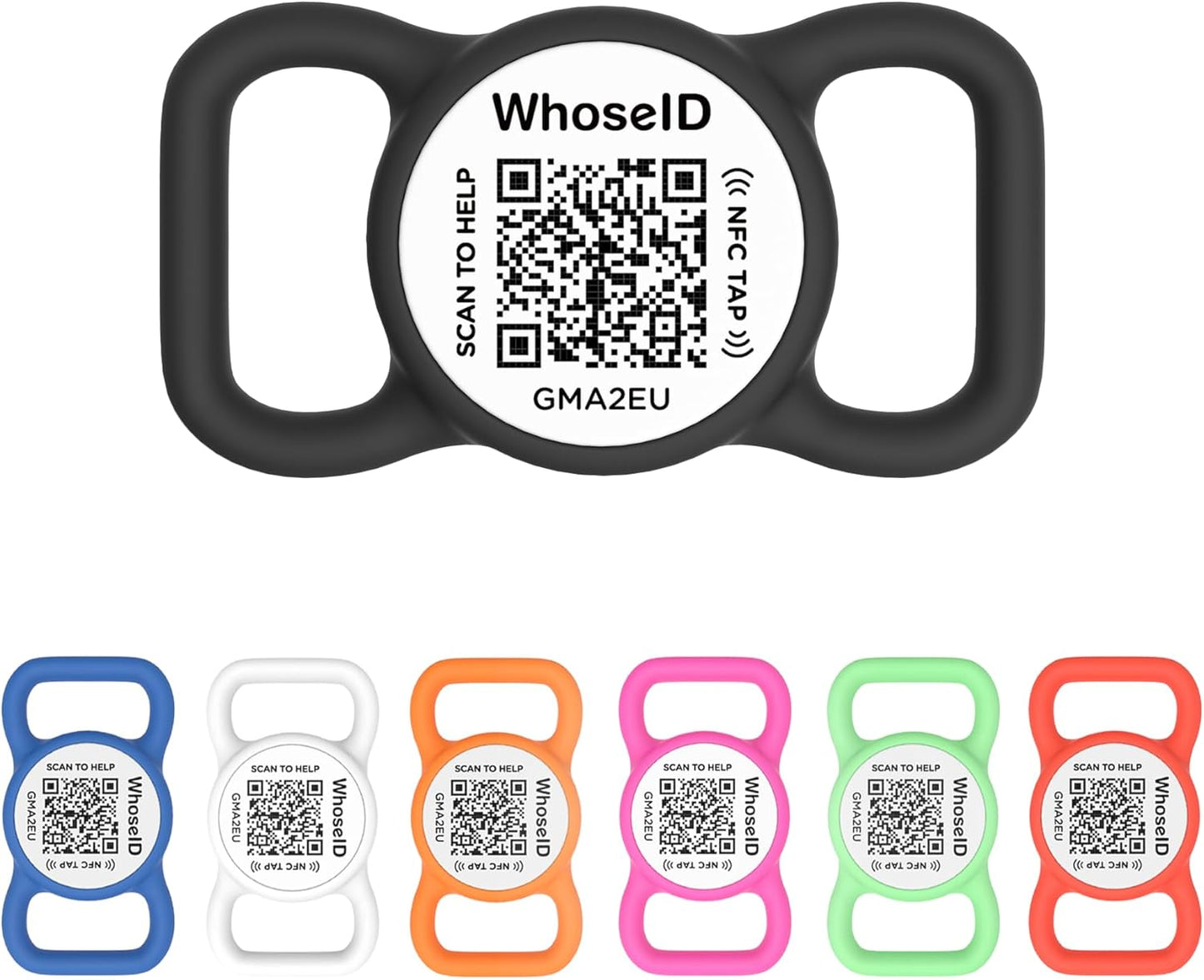 QR Code Dog Tag with NFC, Personalized Pet ID Tag, Silicone Dog ID Tag, Modifiable Pet Online Profile, Multiple Emergency Contact, Scan QR Code Send GPS Location Email (Small, Black&White)