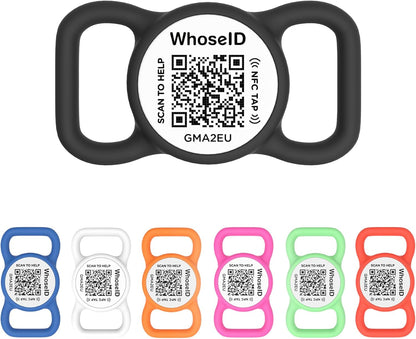 QR Code Dog Tag with NFC, Personalized Pet ID Tag, Silicone Dog ID Tag, Modifiable Pet Online Profile, Multiple Emergency Contact, Scan QR Code Send GPS Location Email (Small, Black&White)