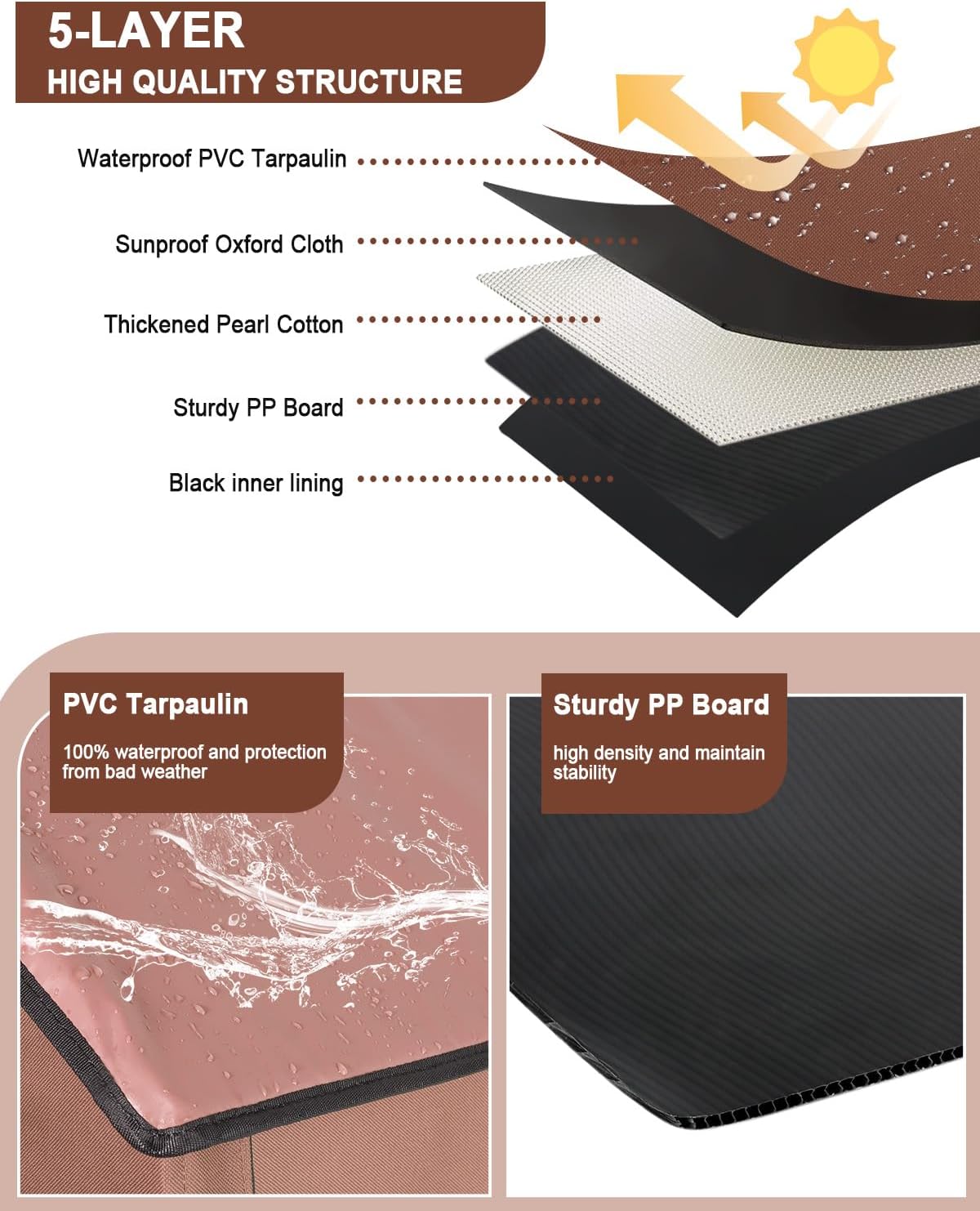 Outdoor Cat House Weatherproof, Large Waterproof Insulated Elevated Outdoor Cat Shelter with Escape Doors, Outside Cat House for Multiple Cats and Small Dogs, Available in All Seasons, Brown