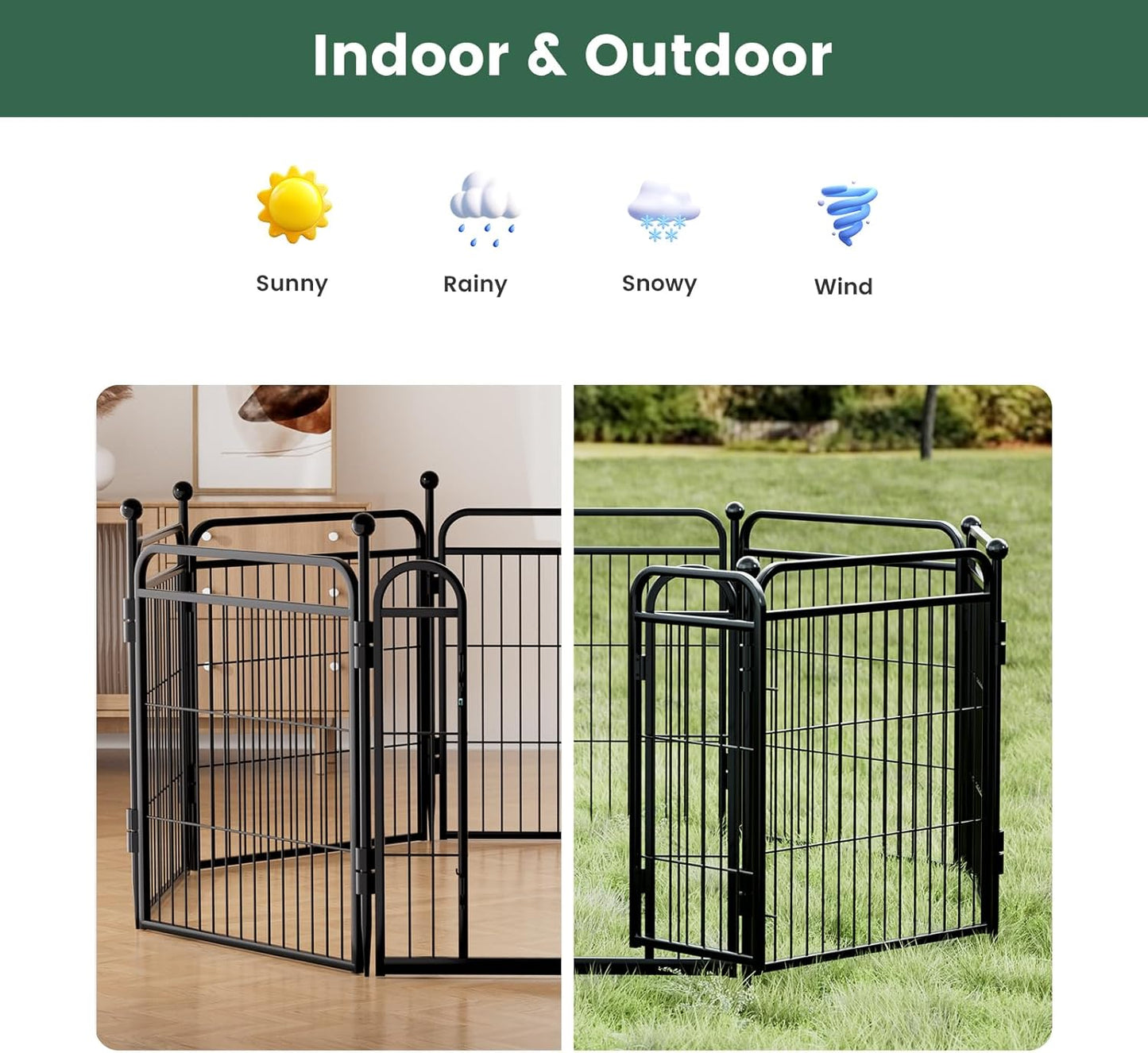 Gardner Pet Dog Playpens, 40" H 16 Panels Dog Pen Outdoor/Indoor Dog Fence Exercise Pen for Small/Medium/Large Dogs,Pet Play Yard Gate with Gravity Automatic Lock, Pet Playpen, Black