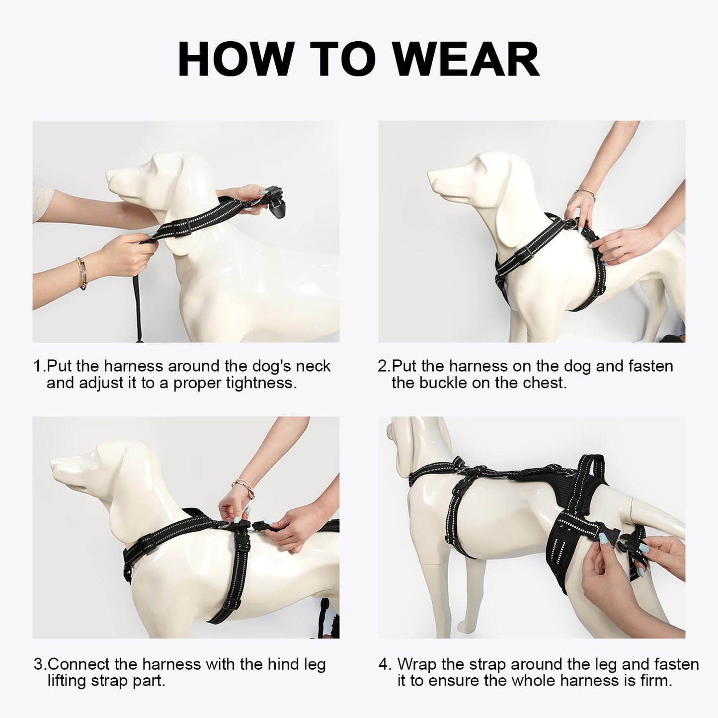 COODEO Professional Dog Sling for Hind Leg Support - Aid for Post-ACL/TPLO Surgery & Senior Dogs, Secure,Breathable & Machine-Washable with Reflective Edging for Safe Walks (Black, M)