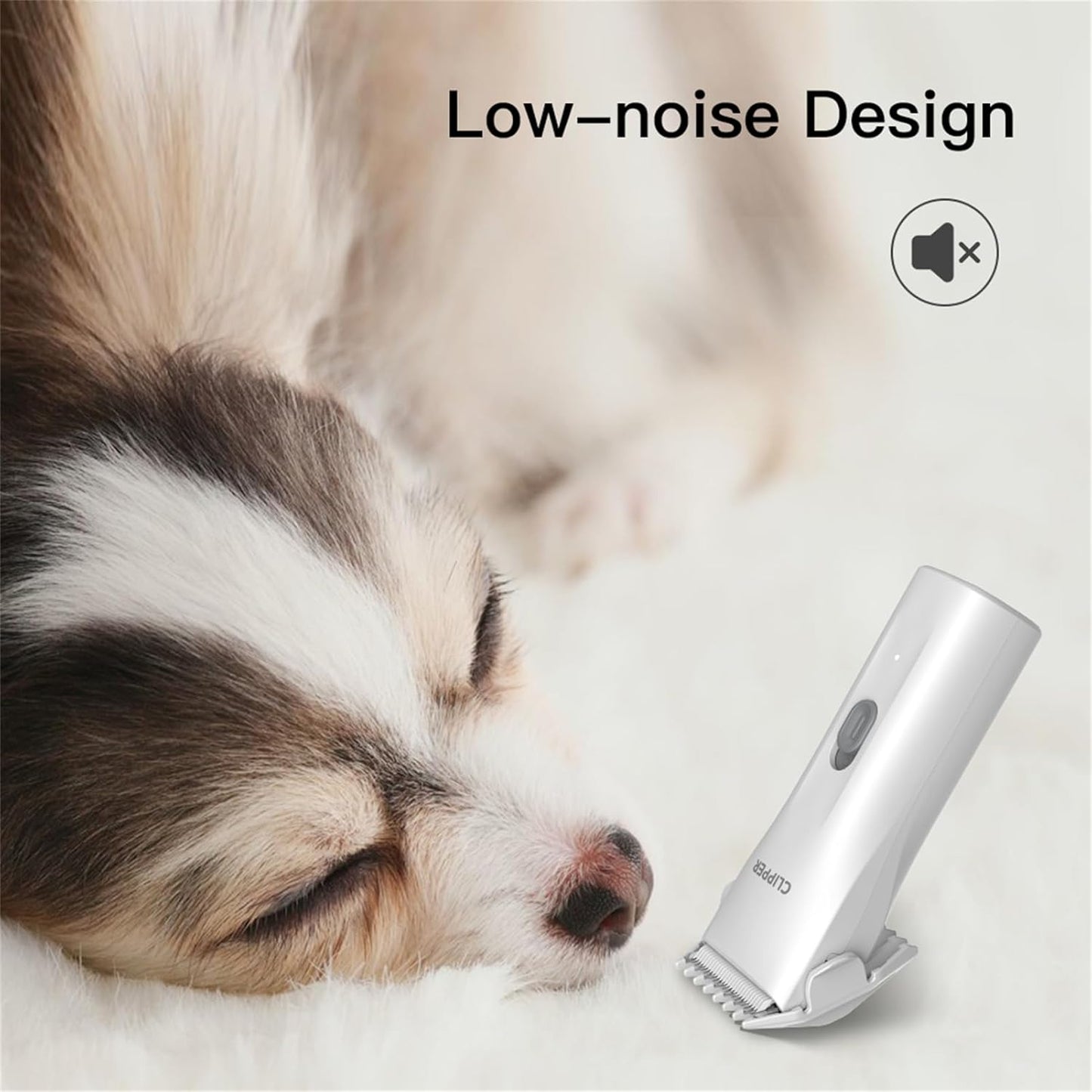 Prowerful Home Professional Dog Grooming Kit Clipper Low Noise USB Rechargeable Gifts for Dog Cat White,TS006