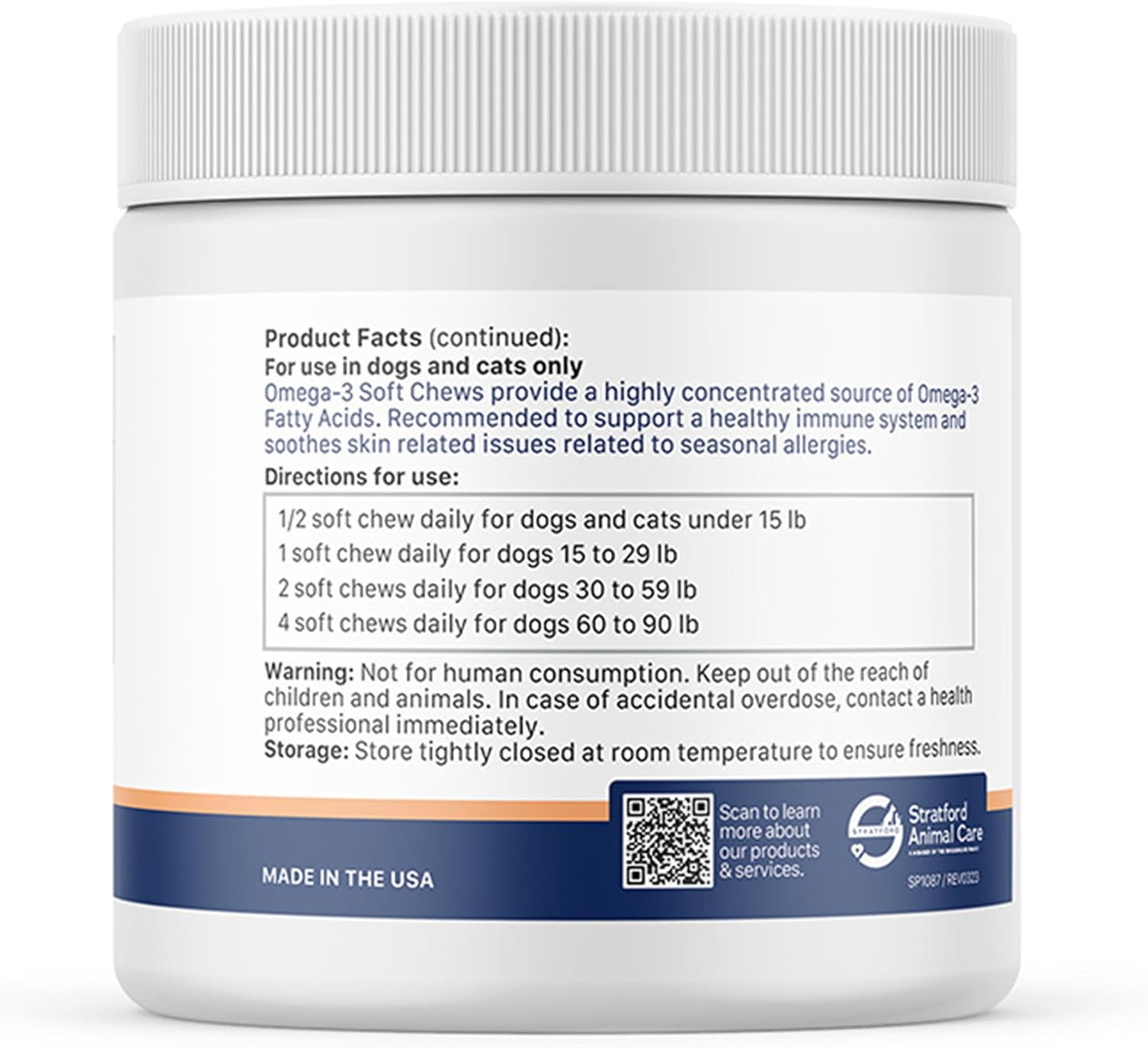 Stratford Pharmaceuticals EZ Chew Omega 3 Fatty Acid Soft Chew Max Strength - Dog Omega 3 Supplement - Soft Chew Treats with Fish Oil for Dogs - Small and Medium Dogs - 60 Soft Chews