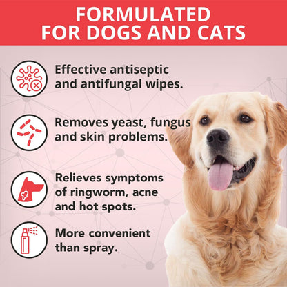 NOVEHA 1 Pack XL Pet Wipes (120 ct) + 1 Dog Wound Therapy Spray 8oz | Full‑Body Skin Care for Dogs