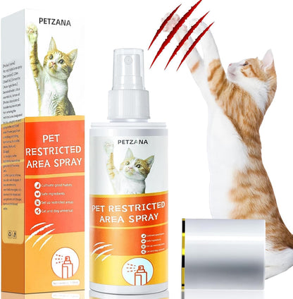 Cat Deterrent Spray: 100ml Natural Bitter Formula Spray to Stop Chewing & Scratching, Safe Indoor/Outdoor Anti-Chew Training Aid for Furniture, Sofas, Curtains - No Alcohol/Toxic for Cats Kittens