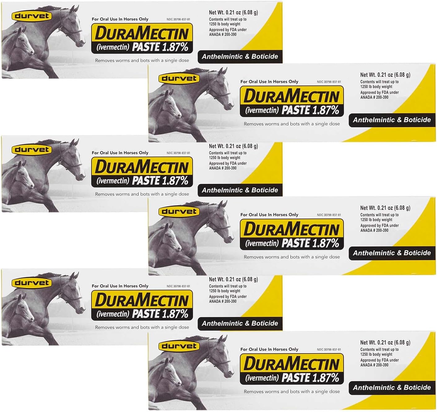 Durvet Duramectin Equine Wormer Paste - 6 Tubes