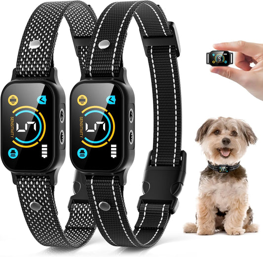 2 Pack Bark Collar for Small Dogs 5-15lbs, Medium, Puppy, Mini Dog, Rechargeable Smart Training Collar, Anti Barking Device with 5 Adjustable Sensitivity, Beep, Vibration