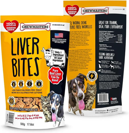 Chewmasters 100% Pure Beef Liver Bites - Healthy Freeze Dried Liver Treats for Dogs of All Life Stages - High Protein Dog Training Treats, Grain Free, All Natural, Zero Additives - Made in USA, 17.6oz