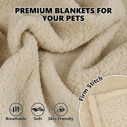 furrybaby 2-in-1 Puppy Blankets for Small Dogs - Premium Super Soft Sherpa & Fleece Dog & Cat Bed Blankets - Washable & Portable - Beige (24"x32")