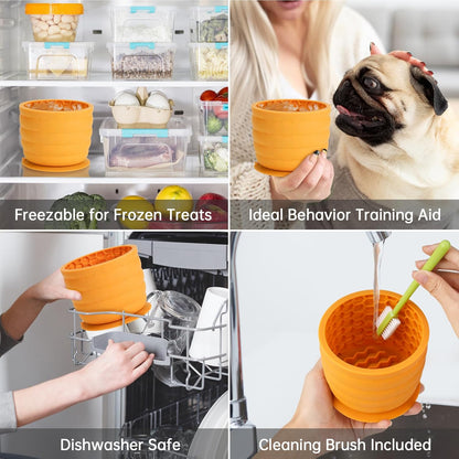 NiHome Silicone Dog Slow Feeder Bowl with Honeycomb Lick Mat for Small to Large Dogs, Slows Eating & Aids Anxiety Relief, Promotes Calm Behavior, Dishwasher Safe & Freezer-Friendly, Non-Toxic Material