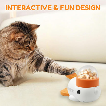 2-in-1 Dog Interactive Slow Feeder & Food Puzzle Toy, Automatic Dog Feeder Toy for Mental Stimulation & Healthy Eating, Stable Duck-Shaped Treat Dispenser for Healthy Eating & IQ Training