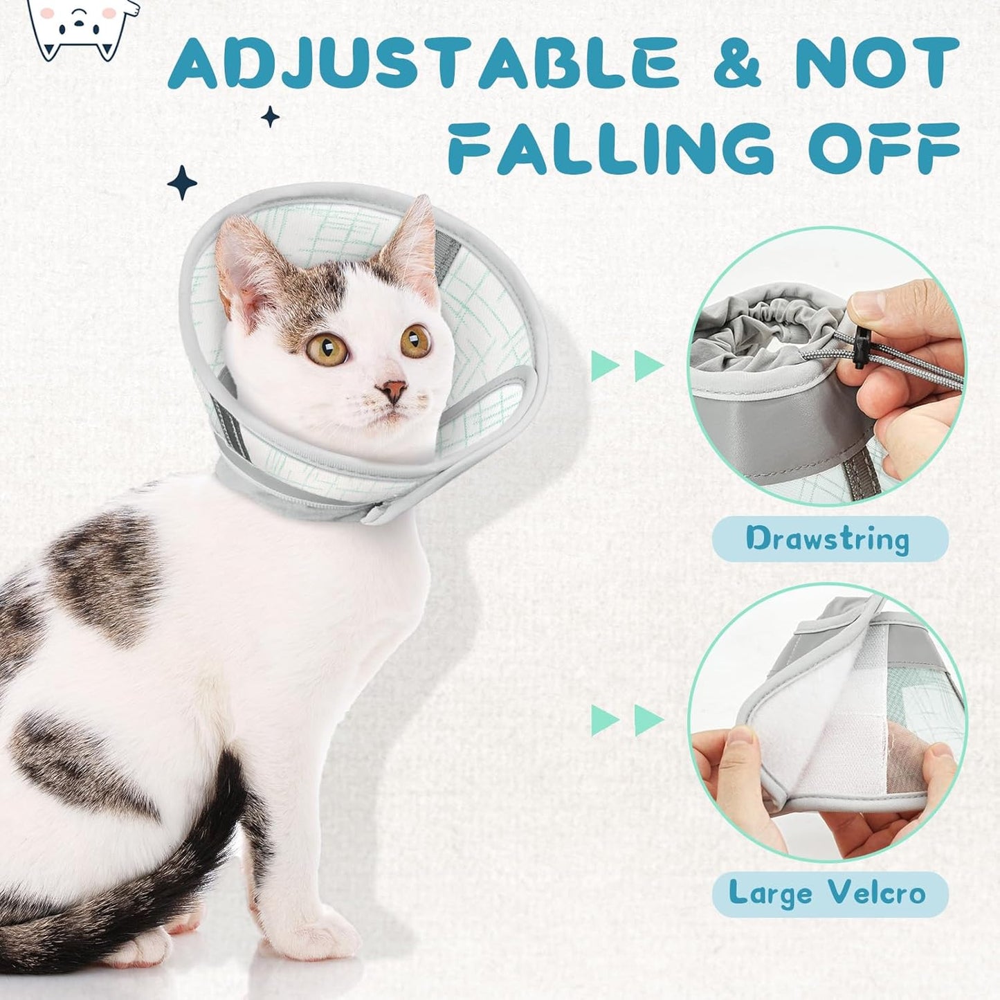 Supet Cat Cone Collar Soft, Air Mesh Recovery Collar to Stop Licking, Breathable Neck Cone Alternative for Small Kitten, Lightweight Cat Head Cone Anti Scratch (M)