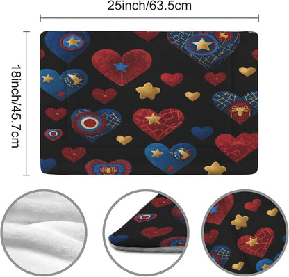 susiyo Artistic Black Heart Dark Dog Bed Mat - Super Soft & Warm Pet Pad, 25x18 Inch Machine Washable Mat for Small Medium Dogs, Couch Protector, Crate & Travel Bed Topper