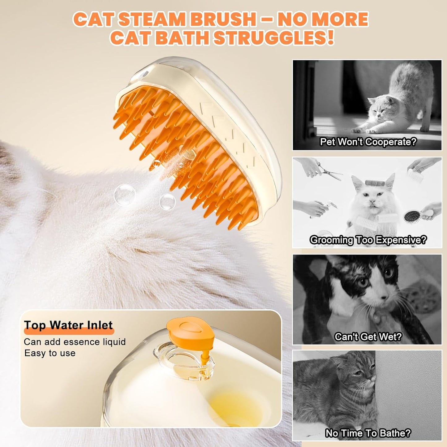 5 in 1 Cat Steam Brush for Shedding with Skin Detection, Rechargeable Pet Spray Hair Removal Comb for Cats Dogs Long Short Haired Pets, Steaming Dog Brush for Shedding Massaging Grooming