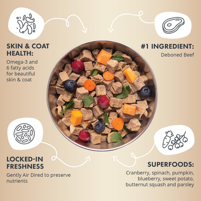 Health Extension Gently Air Dried Beef Dog Food, (12oz, 340 g) – Complete & Balanced with 85% Animal Protein and 30+ Superfoods for All Life Stages