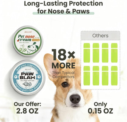 2-in-1 Dog Paw Balm & Nose Cream Set (2.7oz) - Natural Lick-Safe Snout Soother & Wax. Heals Dry Cracked Pads & Hyperkeratosis. Protection for Hot Pavement & Winter Snow. Cat Paw Balm