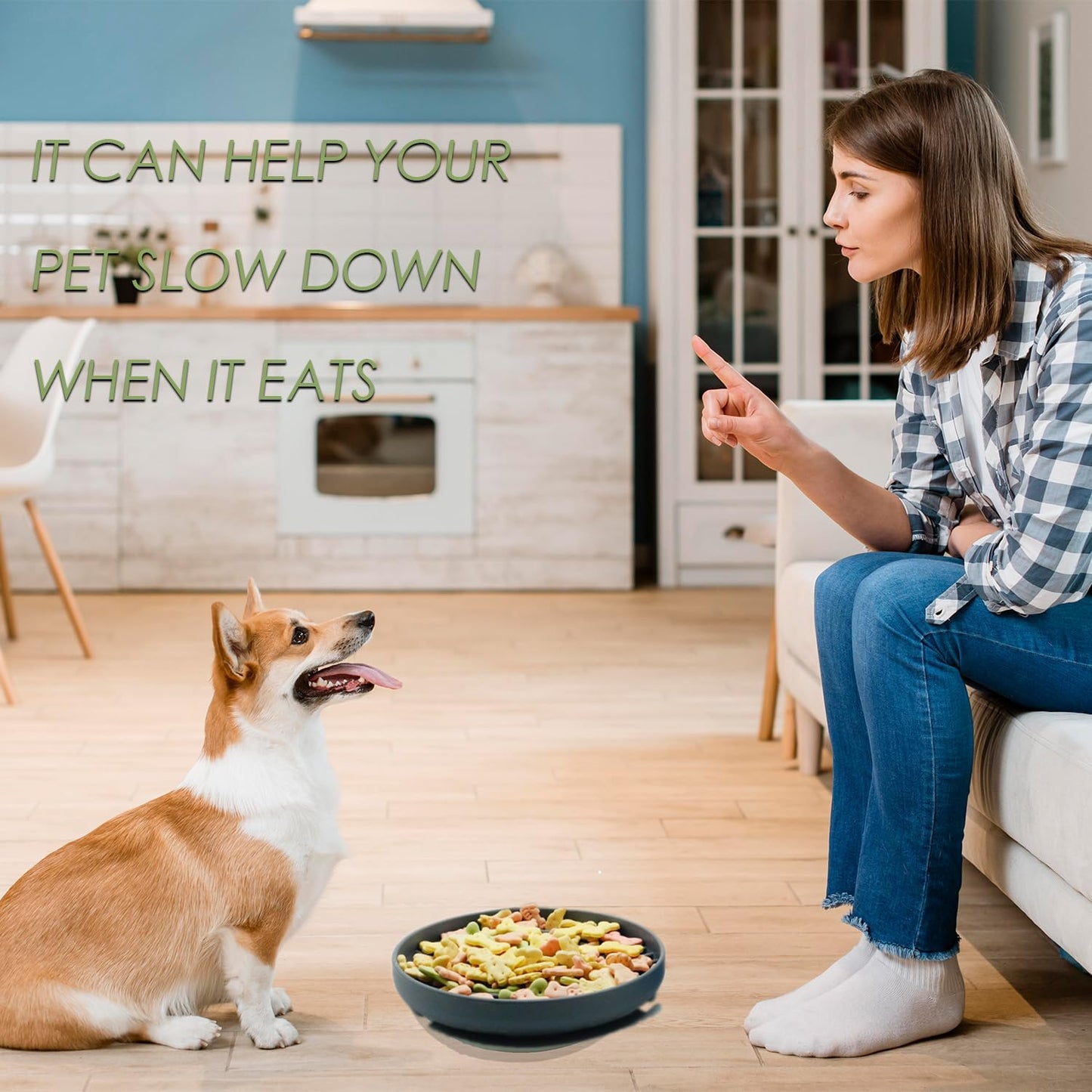 Slow Feeder Dog Bowls,Anti-Choking Slow Eating Dog Food Bowl,Non Slip Pet Slower Food Feeding Bowls for Small & Medium Pets (Labyrinth Pattern-Grey)