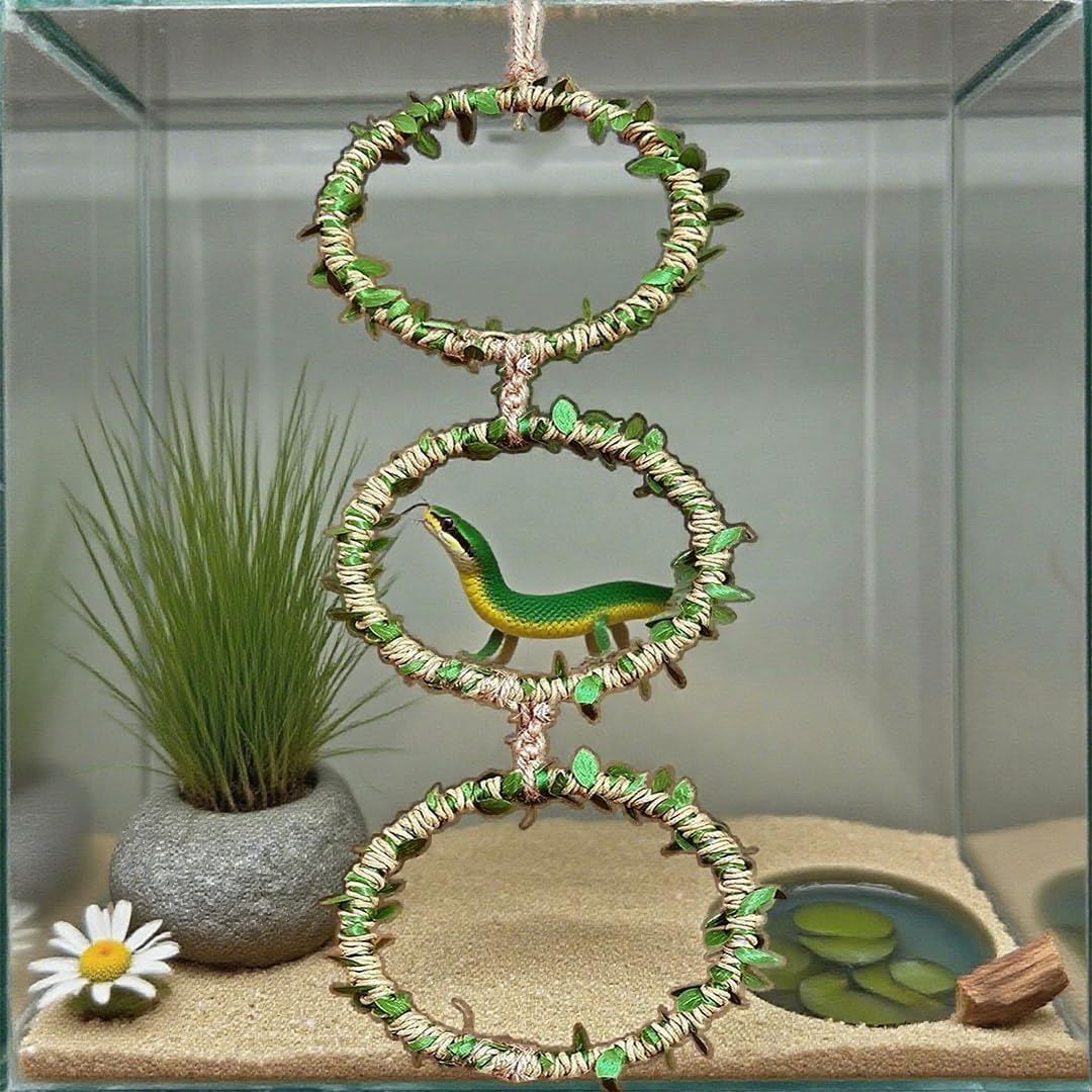 1 Pack Snake Climbing Rings for Ball Python Snake Enrichment Rings Ball Python Tank Accessories Chameleon Cage Accessories for Lizard Bearded Dragon Terrarium Gecko Reptiles
