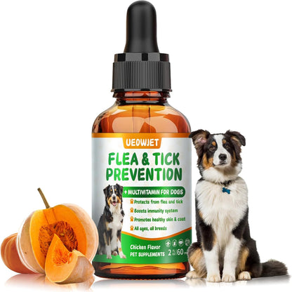 Dog Flеa and Tiсk Prevention for Dogs and Cats, Fleas Ticks Treatment for Dogs, Oral Support Supplement Pest Defense for All Breeds and Ages, Chicken Flavor, 2 Ounce