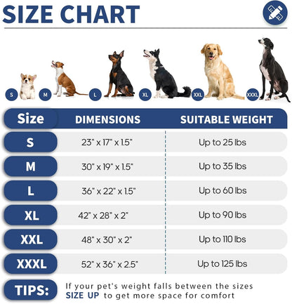 Durable Outdoor Dog Bed Chew Proof Stable Crate Mat Indoor cat Bed Anti Mild Bite Kennel Pad with Removable Fully Waterproof Cover (Charcoal, X-Large(42x28x2in))