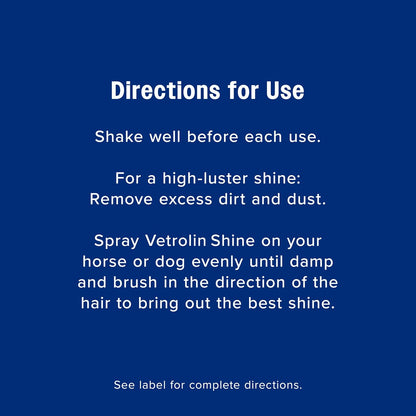 Farnam Vetrolin Shine, High-Luster Coat Polish and Detangler Spray, Ideal for Horses and Dogs, 32 oz.
